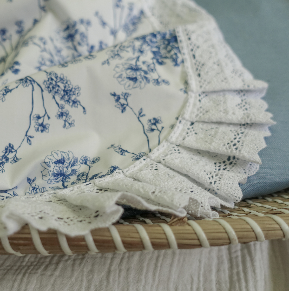 Beatrix ~ Blue Floral Vintage Blanket