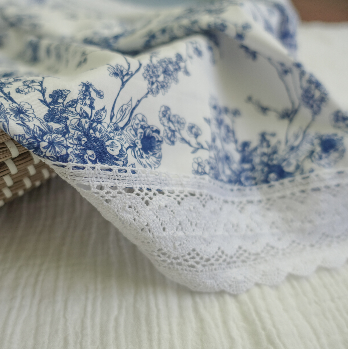 Beatrix ~ Blue Floral Vintage Blanket