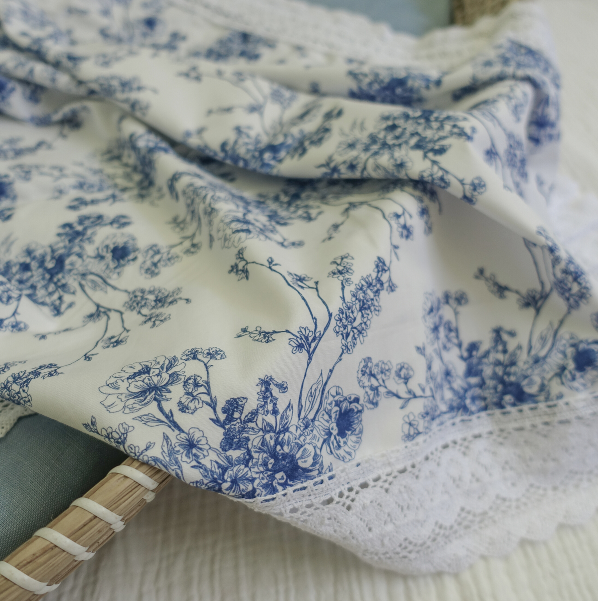 Beatrix ~ Blue Floral Vintage Blanket