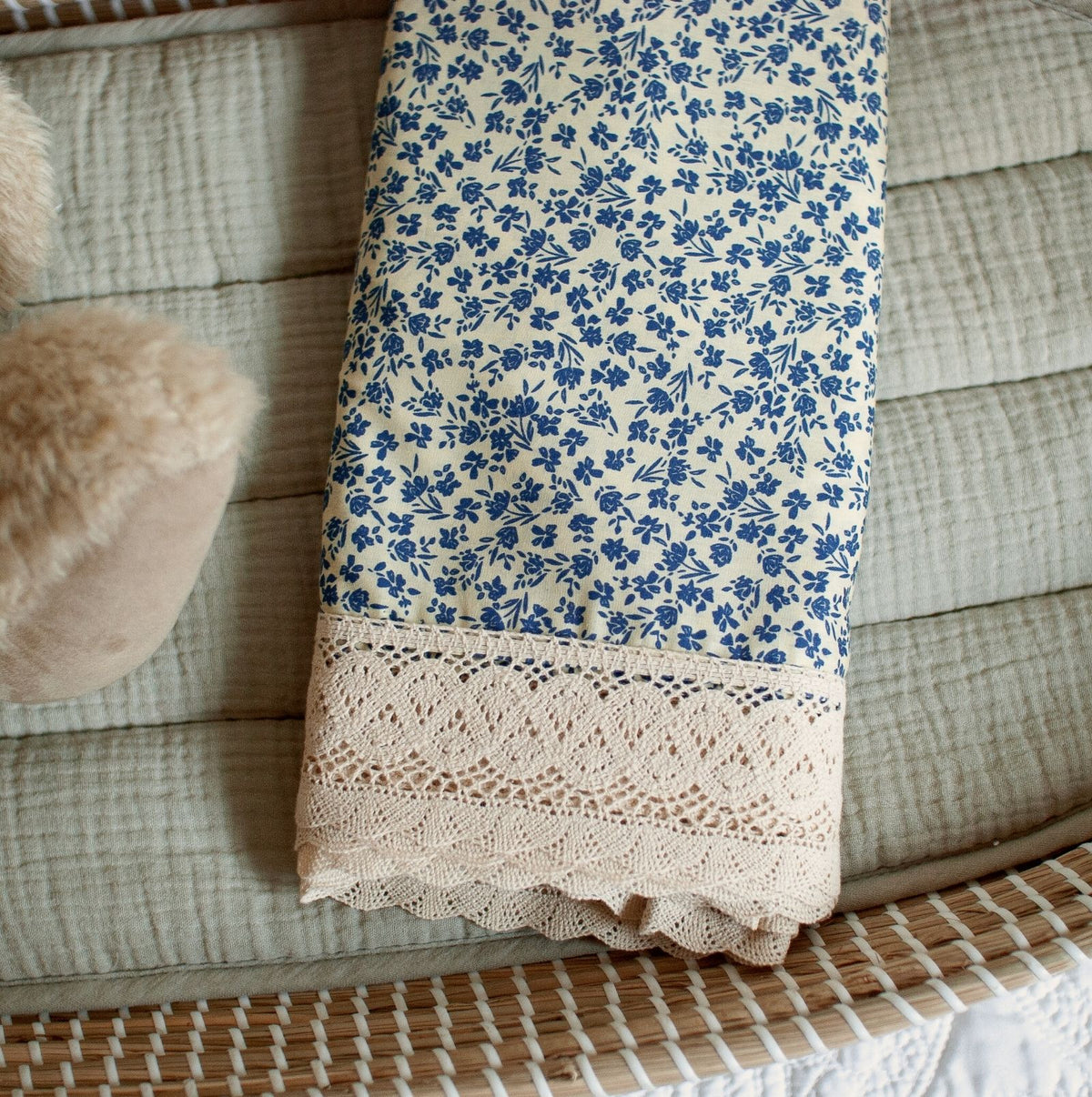 The Penny ~ Our cream cottage garden floral blanket