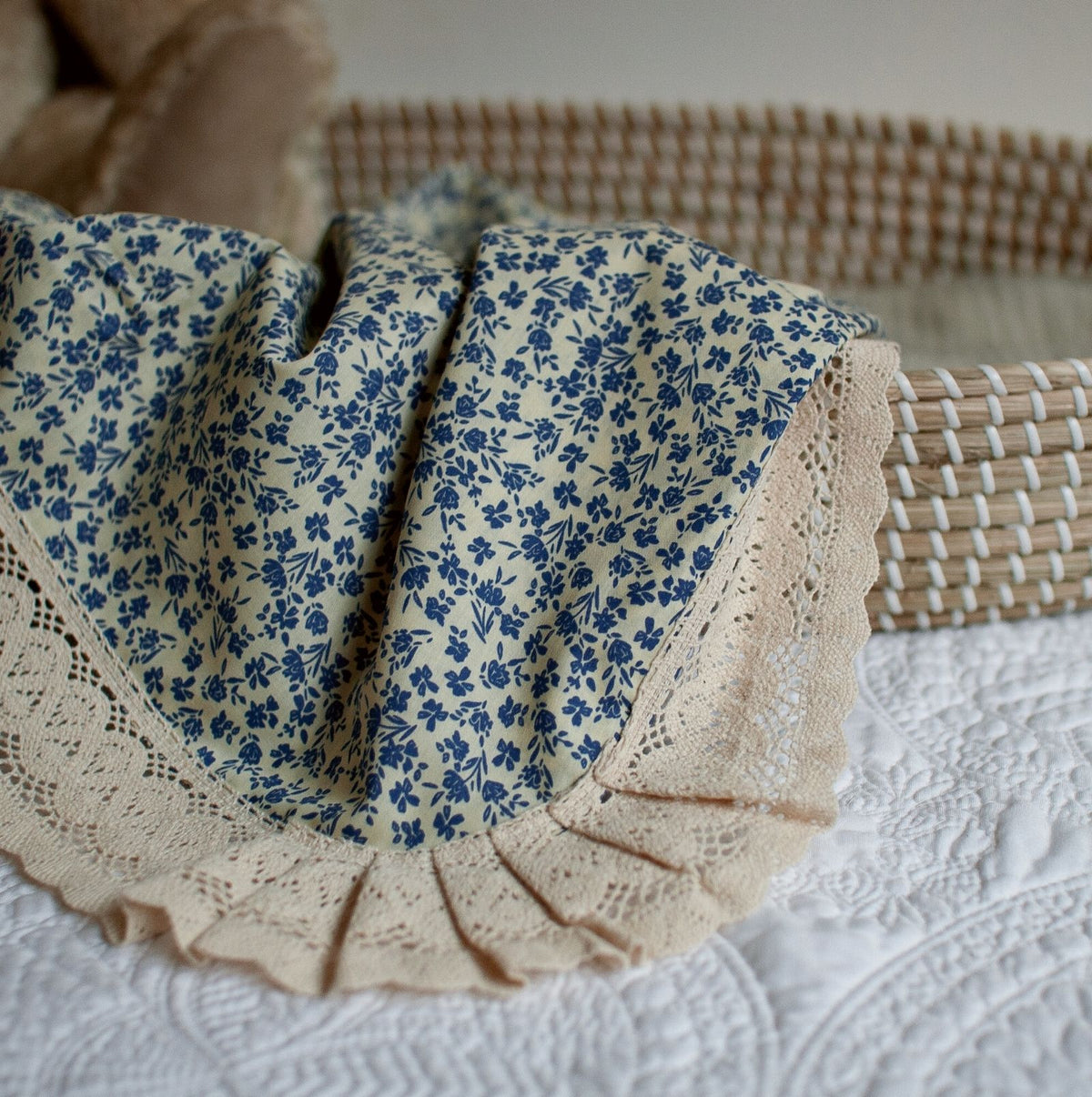 The Penny ~ Our cream cottage garden floral blanket