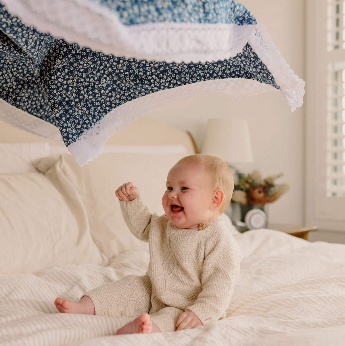 The Clara ~ Navy cottage garden floral blanket