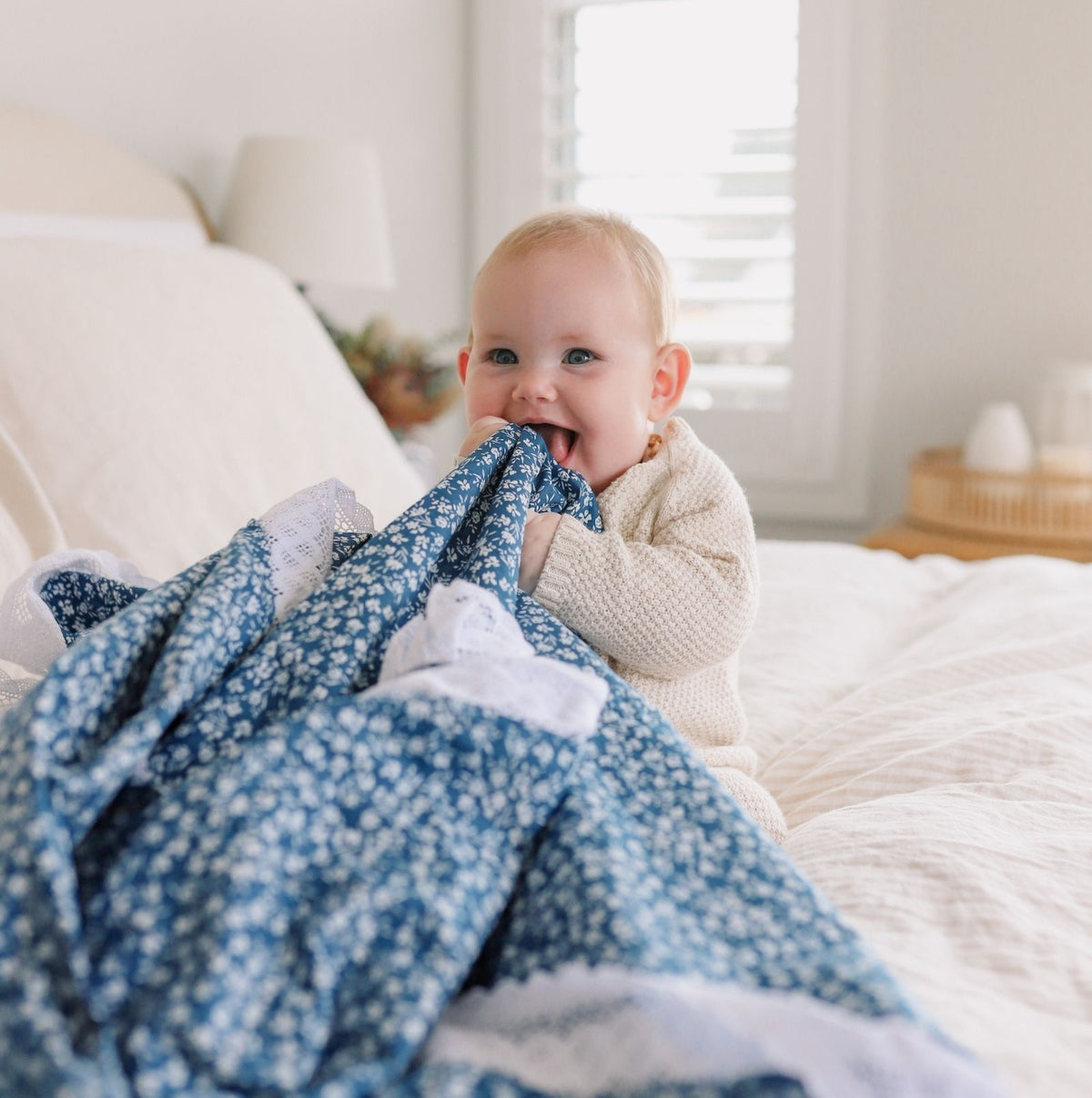 The Clara ~ Navy cottage garden floral blanket