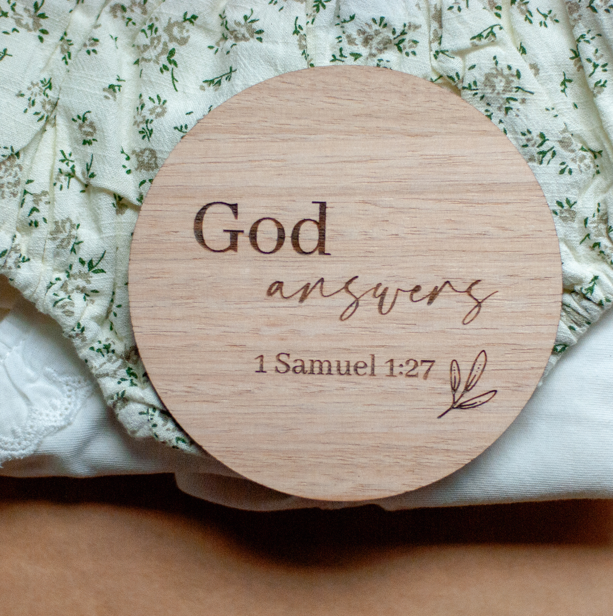 God Answers prayer announcement disc for pregnancy or newborn birth photography